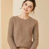 Women's Round Neck Thickened Casual Cable Cashmere Sweater